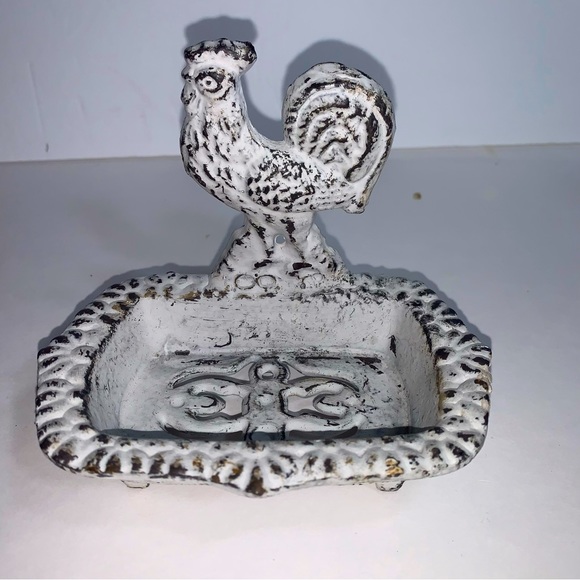 Vintage-style Rooster Soap Dish. Cast Iron Country Decor Rustic dish - Picture 1 of 12